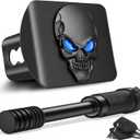 OGYE Metal Skull 3D Emblem Hitch Cover Fits 2" Receivers(with 5/8" Pin Dia Anti-Theft Trailer Hitch Lock,Blue Eye)