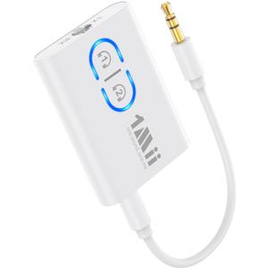 1Mii Bluetooth 5.3 Transmitter Receiver for TV to Wireless Headphones, Dual Link aptX Adaptive/Low Latency/HD Audio, Aux Bluetooth Audio Receiver Adapter for Home Stereo, Airplane, Boat, Gym (White)