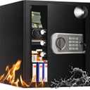 YAYAG Home Safe Box, 2.5 Cu Ft Steel Safety Safe Fireproof Waterproof with Emergency Battery Box - Digital Keypad & Keys, Removable Shelf, Personal Security Document Combination Lock for Office