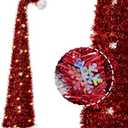 6FT Pop up Christmas Tree - Deeteck Fully Decorated Pre-Assembled Artificial Christmas Tree with Lights Snowflake - Easy to Assemble Foldable Christmas Tree - Decorations for Christmas Halloween