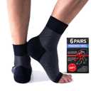 Ankle Compression Sleeve (Cushioned Heel & Firm Support) - Plantar Fasciitis Brace - Open Toe Compression Socks for Swelling, Sprain, Neuropathy, 20-30 mmHg (X-Large, 6 Pairs - Black)