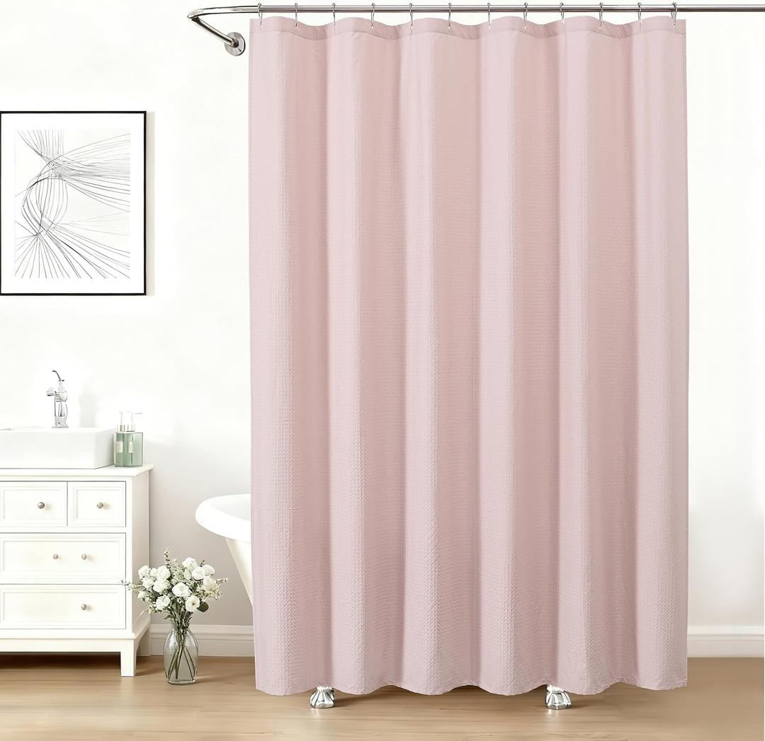 Aiyufeng Shower Curtains for Bathroom，Dot Like Embossed Textured Water Repellent Fabric Large Bath Curtain，Hotel Luxury Quality & Soft Cloth，Machine Washable，72Wx84L，Pink