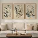 Framed Neutral Floral Botanical Wall Art for Living Room, 3 Piece 20x30 In