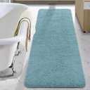 LOCHAS Bathroom Rug Runner 24x70 Inch, Soft Thick Absorbent Microfiber Bath Rugs for Bathroom, Machine Washable, Shaggy Plush Non Slip Bath Mat for Tub, Shower Floor, Quick Dry Mats, Spa Blue (70x24 inch (Rectangular))