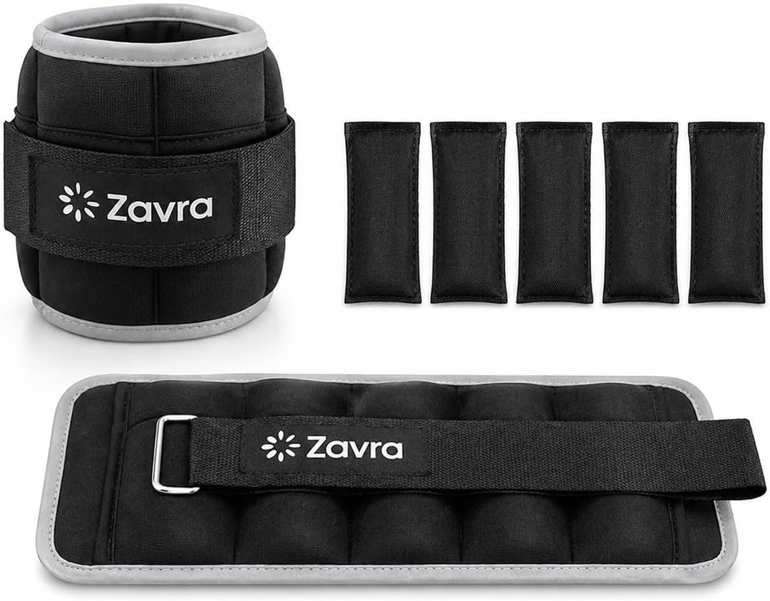 Ankle Weights Set - 10 Lbs Pair (5 Lbs Each) - Adjustable Leg Weights for Women & Men - Iron Sand Filled SBR Strap for Walking, Jogging, Aerobics & Resistance Training