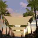 Amgo 14'x14' Beige Square Sun Shade Sail Canopy Awning, UPF50+ AGTAPS14, 95% UV Blockage, Water & Air Permeable, Commercial and Residential