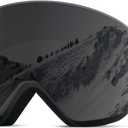 Meeloog Magnetic Ski Goggles Frameless Interchangeable Lens, UV Protection Snow Goggles, Snowboard Gear for Men Women Youth (P1 Grey Frame/Black Lens(vlt 11%))