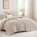 Andency Linen Comforter Set Queen Size, Boho Soft Warm Tufted Bedding Comforter Sets for Queen Size Bed, 3 Pieces Aesthetic Chevron Farmhouse Cute Bohemian Textured Bed Set