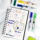 Grabie Dual Tip Notetaking Pens (3.5mm Chisel + 0.5mm Needle) Dual Tip Highlighter Markers for Journaling Colored Pens for Note Taking and Adult Coloring Books (Soft Serenity)