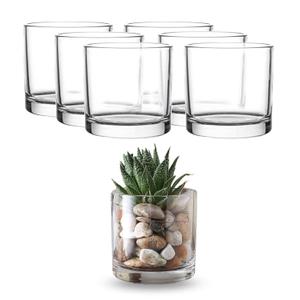 WHOLE HOUSEWARES | 4"X4" Glass Cylinder Vase | Candle Holder | Decorative Centerpiece Arrangement for Wedding Party Event Home Office Decor | Set of 6