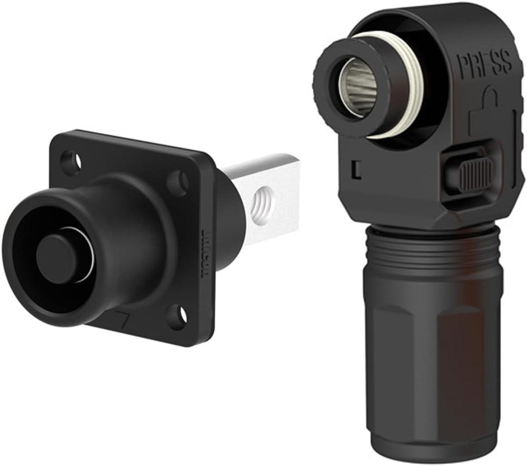 1 Set Battery Energy Storage Connector, 150A 35mm High Current Connectors Quick Plug Terminal Black Right Angle Plug and Socket IP67 Waterproof Power Adapter (150A, Black)