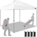 Eurmax USA NOMATTER ONE-Person Open&Close 10x10ft Pop Up Canopy TentPortable Shelter Canopy for Outdoor EventsInstant Canopies, Temporary Sunshade,Bonus 4 Sand Bags(White)