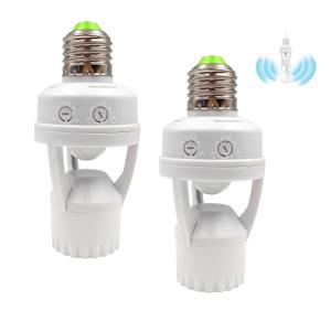 2PCS Infrared Motion Sensor Light Socket  E26 Screw in Adapter for Automatic Light Control, Easy Install & Adjustable Duration  Ideal for Outdoor Indoor Garage Light, for Basement