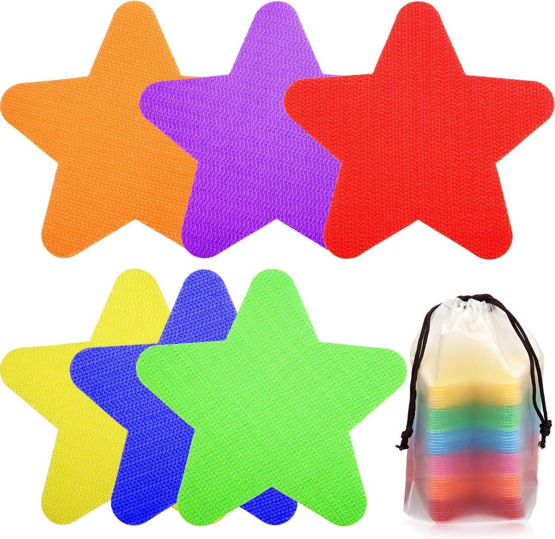 Outus 48 Pieces Stars Shape Carpet Markers 4 Inch School Teachers Classroom Floor Color Marker Star Carpet Mark Decorations for Kindergarten and Preschool