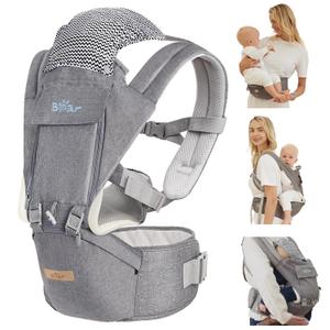 Bear Baby Carrier, 6-in-1 Baby Carrier Newborn to Toddler with Hip Seat (Ergonomic M Position) for 3-36 Month/ 7-44lbs Baby, Adjustable Size for Enhanced Lumbar Support, Perfect for On-the-go