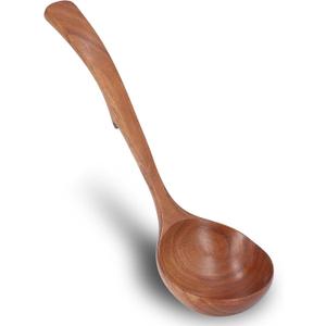 Semme Wooden Ladle, Wood Porridge Spoon, Lightweight Kitchen Tool for Home (Medium Curved Hook Spoon)