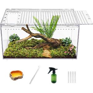 Reptile Growth Reptile PC Terrarium,Tarantula Enclosure,Spider Tank with Magnetic Button.16"x10" x 8" Lizard Enclosure,Reptile Breeding Tank for Insect,Fish,Tarantula,Hermit Crab,Small Bearded Dragon