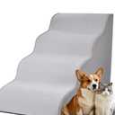 Dog Stairs for Small Dogs 19.7”H,Starry - Pattern Flocking Fabric,with Cushioning Support Layer,4-Step Dog Steps for High Bed,Couch,Sofa and Chair,Non-Slip Balanced Pet Ramp Indoor, Grey