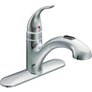 Moen Integra Chrome One-Handle Pullout Kitchen or Laundry Faucet Featuring Power Clean, 67315C (0.375)