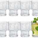Kingrol Drinking Glasses Set of 8, 6.5 Ounces Stackbale Water Glasses, Vintage Glassware for Cocktail, Whiskey, Juice, Iced Coffee, Iced Tea, Bar Accessories