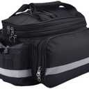 JEELAD Bike Rear Rack Bag Expandable 27L Capacity Multifunctional Bicycle Pannier with Rain Cover for Rear Rack Grocery Shopping Commuter Cycling Trip Black Blue Red (Black-with rain cover)