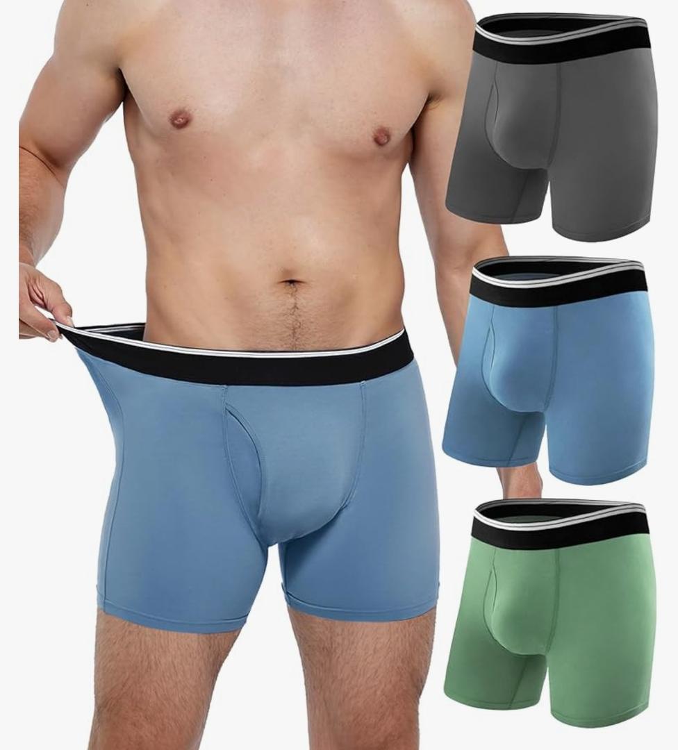 TIICHOO Incontinence Underwear for Men Washable Soft Leak Proof Boxer Briefs for Daily Bladder Leakage 3 Pack, 3XL