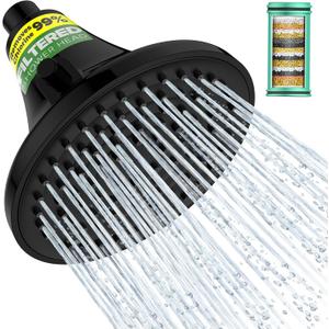 High Pressure Filtered Shower Head, One-Button Filter Replacement, Removes Chlorine & Impurities, Say Goodbye to Dry Skin & Frizzy Hair, 1-Minute Installation, Matte Black