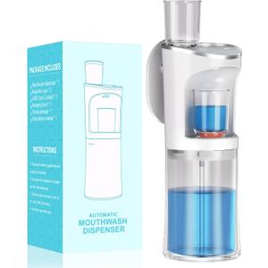 Automatic Mouthwash Dispenser for Bathroom, 2000mAh Electric Touchless Mouthwash Dispenser with Magnetic Cups, 20 Oz Wall Mounted/Countertop Mouthwashs Dispensers for Kids & Adults(White)