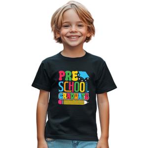 First Day of Preschool Shirt Pre K Shirts for Girls Boys Toddler Kids 1st Day of Prek Gift Cotton Tee 2T 3T 4T (Black)