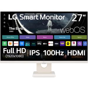 LG 27U511SA-W 27-Inch Smart Full HD (1920 x 1080) IPS Computer Monitor, 100Hz, Built-in Speaker, Airplay, Bluetooth, Screen Share, Flicker Safe, Reader Mode, Remote Control, HDMI, Tilt Stand, White