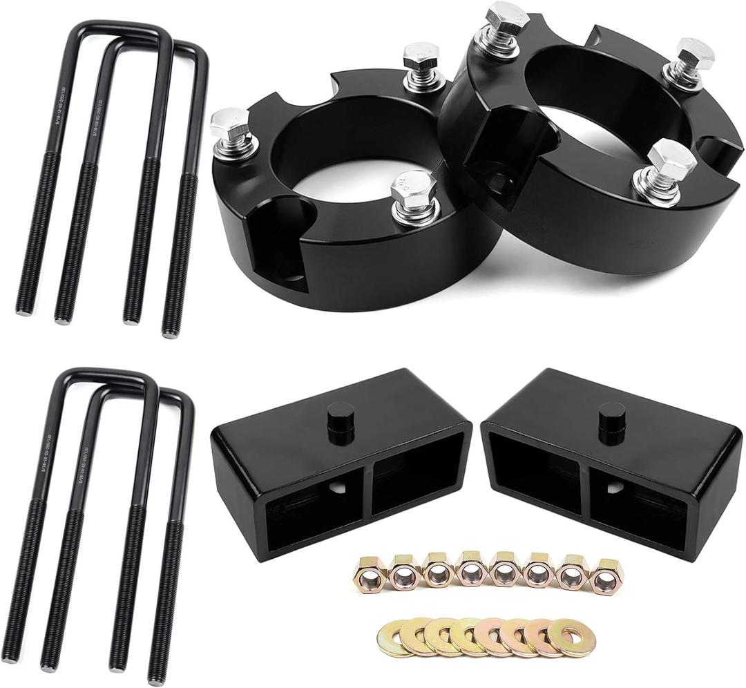 AUTOPTIM 3 in Front and 2 in Rear Leveling Lift Kit - Replacement for 2004-2020 Ford F150, Aluminum Leveling Kit CNC Strut Spacers For Pick Up AUTOPTIM 3 in Front and 2 in Rear Leveling Lift Kit - Replacement for 2004-2020 Ford F150, Aluminum Leveling Kit CNC Strut Spacers For Pick Up