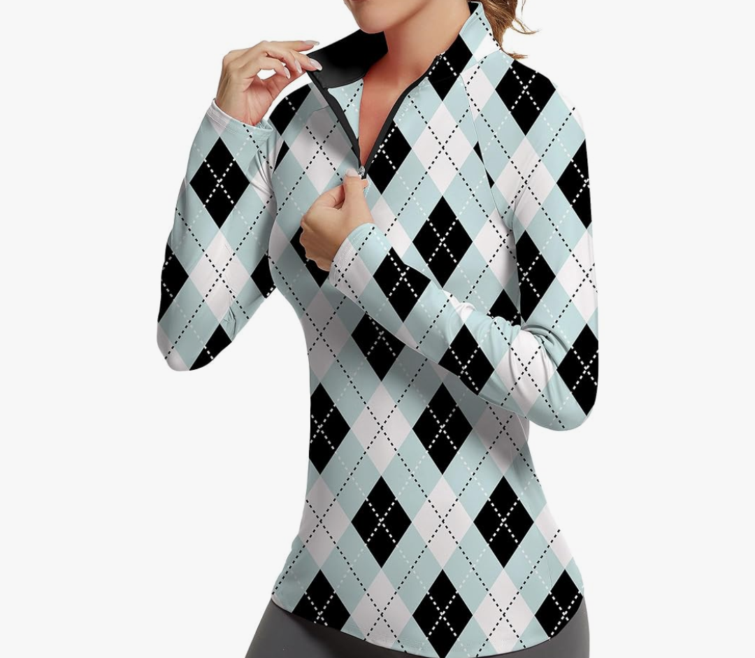Golf Shirts for Woman UPF 50+ Sun Protection Quick Dry Lightweight Long Sleeve Polo Shirts for Woman Rash Guard Size XL