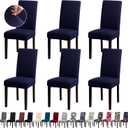 Chair Covers, Stretch Kitchen Chair Covers/Dining Room Chair Covers Set of 6, Removable Washable Dining Chair Slipcovers for Home, Hotel, Banquet (.Navy Blue)