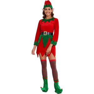 KASBAH 6 Pack Women Christmas Elf Costume Set Xmas Santa's Helper Costume Outfit For Cosplay (Large)