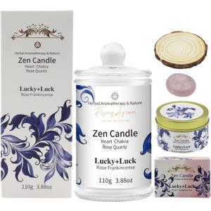 APSARAS Luck+Lucky Scented CandlesRose Frankincense Aromatherapy Spring Candle Sets for Women Zen Gift for Bathroom,Jar Non Toxic Soy Candles for Home Scented, 36 Hours Burn Time