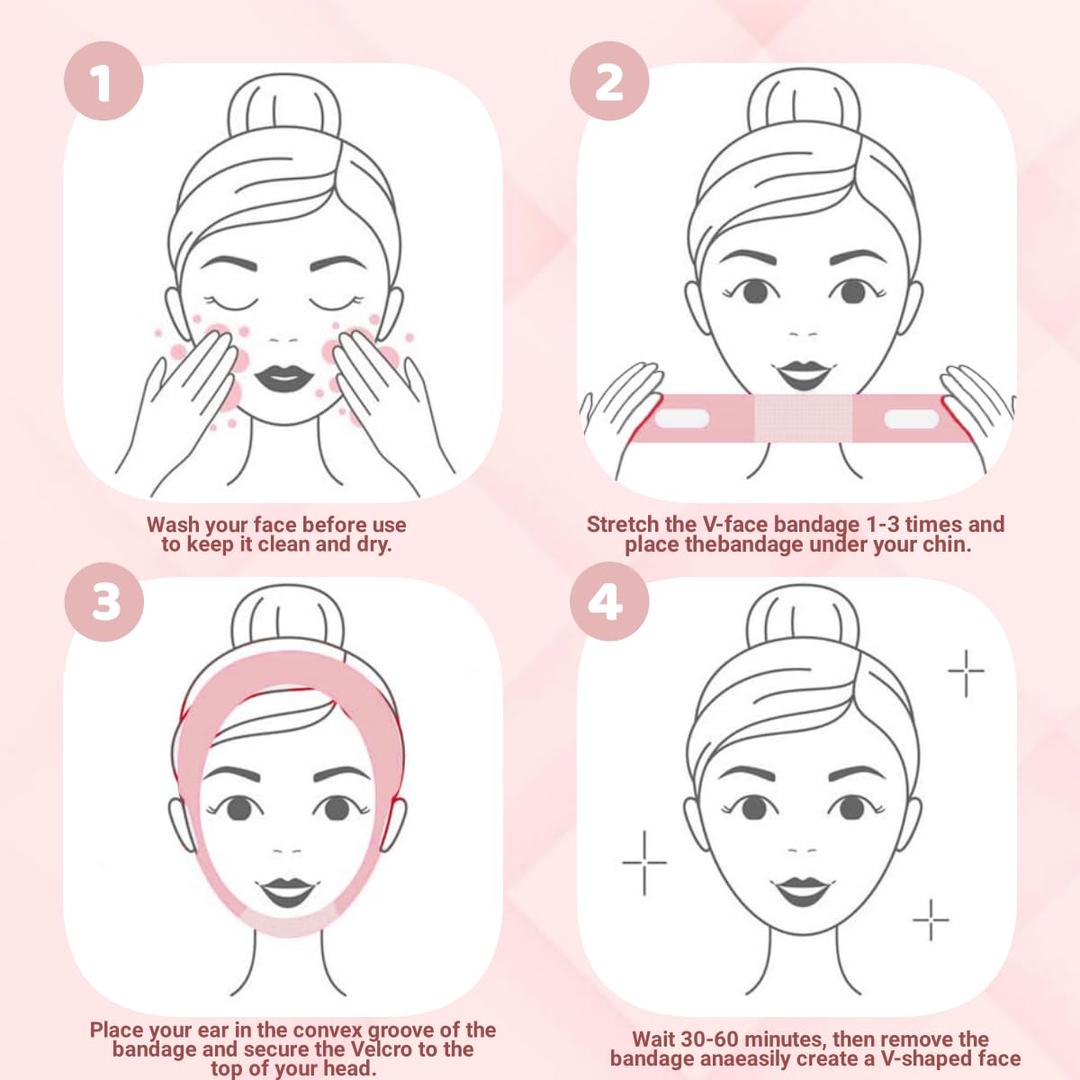 ROWMATE V Line Lifting Mask Chin strap for sleeping, V Line Lifting Mask for Women, Jaw Exerciser, Medium, Light Pink