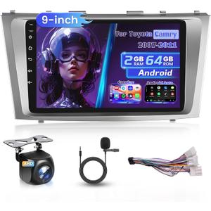 2+64G Android Radio for Toyota Camry 2007 2008 2009 2010 2011 [Non J-B-L Version], 9'' Upgrade Touchscreen for Camry Bluetooth Car Stereo, SupportWireless CarPlay Android Auto GPS WiFi FM RDS