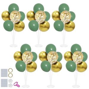 ZJDHPTY 6 Set Balloon Stand with Green and Gold Balloons Centerpiece Table Decorations Birthday Woodland Baby Shower Bridal Shower St.Patrick's Day Easter Christmas New Years Decorations 2025