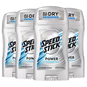Speed Stick Men's Antiperspirant Deodorant, Unscented, 3 Ounce, 4 Pack