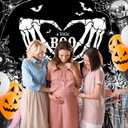 Mocsicka Halloween Baby Shower Backdrop Gothic Skeleton Love Hands Baby Shower Background A Little Boo is Almost Due Party Decorations Banner Photo Studio Props (8x6ft)