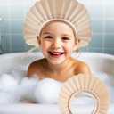 Kids Shower Cap, Baby Hair Washing Shield, Bath Eye Ear Head protector, Bathing Visor for Toddlers, Air Cushioned Shampoo Caps with 22-Size Adjustment for 6Month+ to Adult (White)