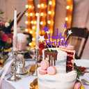 3 x Glittery 1st Happy Birthday Cake Topper with Star,Personalised 1 Birthday Cake Toppers Party Decorations Party Supplies for Baby Boys Girls Purple Silver