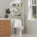 3-Tier Over the Toilet Storage, Metal Bathroom Shelve, Over Toilet Bathroom Organizer, Space Saver Bathrooms Shelve for Restroom Laundry Balcony, White