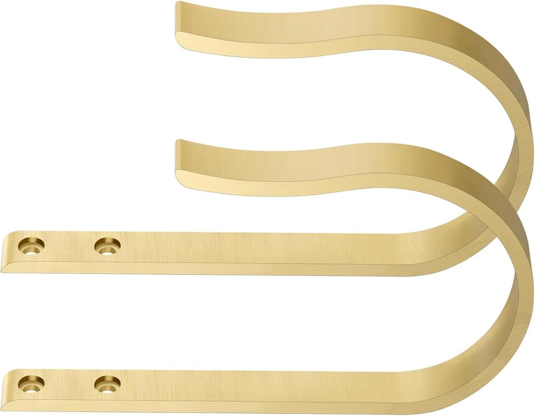 Brass Curtain Drapery Holdbacks,2Pcs Solid Aluminum U Shaped Wall Mounted Curtain Tiebacks