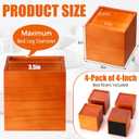 4 Inch Solid Wood Bed Furniture Risers Set of 4, Light Brown Square Heavy Duty Couch Lifters Brown Wooden Furniture Risers Blocks for Bed Frame, Sofa, Chair, Table, Cabinet, and More