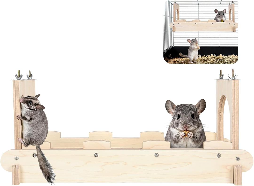 Chinchilla Suspension Bridge Wooden, Large Small Pet Wooden Bridge Platform,Chinchilla Ledges for Chinchillas, Sugar Gliders, Guinea Pig,Rats, Squirrel