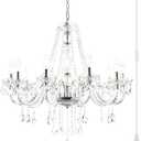 PAPAYA Plug in Crystal Chandeliers Clear Chandelier 25 * 27.5in 10-Light Modern Pendant Ceiling Lighting Fixture with Acrylic Crystals & Beads for Girls Room,Living Room,Kitchen Island,Entryway.