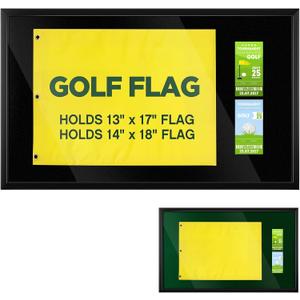 Silipull 17.5''x28.5'' Golf Flag Display Frame, Fathers Day Golf Gifts, Memorabilia Frame for 13''x17'', 14''x18'' Flags, Gifts for Men Golfer Dad Retirement Birthday, Flag Not Included (Black)