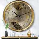 Modern Wall Clock 'Glam Gold Desert Neutral I' Abstract Large Wall Clock for Kitchen Decor (29x29, Brown)