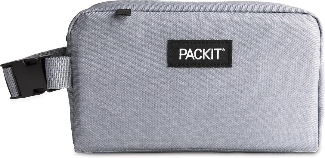 PackIt Freezable Snack Box, Gray Fog, Built with ECOFREEZE Technology, Collapsible, Reusable, Zip Closure with Buckle Handle, Designed For Work Snacks, Fresh Snacks On the Go, Adults, and All Ages